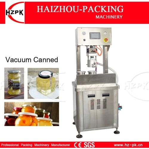 HZPK China Semi Automatic Vacuum Screw Double Chambers Capping Sealing Machine For Vial Glass Bottle Jar Metal Cover