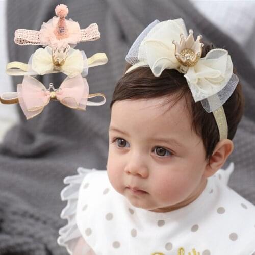 Baby Girl Newborn Birthday Phnom Penh Bowknot Hair Bands for Girls Organza Crown Peaked Cap Headband Toddler Infant Headbands