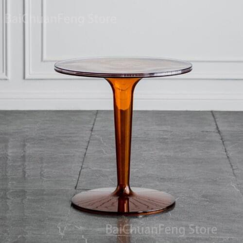Simple Nordic Transparent Coffee Tables Modern Side Table Balcony Acrylic Round Coffee Table Plastic Round Table Home Furniture