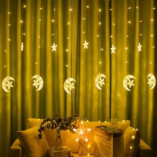 Christmas LED Star Fairy Lights Garland Curtain String Lights Christmas Navidad Home Decoration Bedroom Window Holiday Lighting