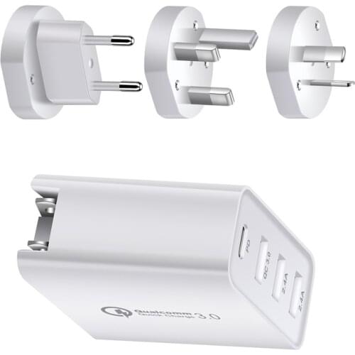 Electronic 4 Ports Fast Phone Charger US EU UK AU Plug Wall Travel QC 3.0 USB Charger for Mobile Phone Quick Charger Adapter