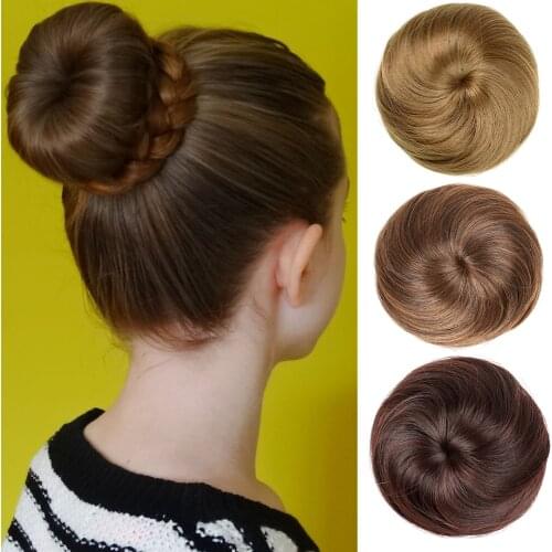 Ladies Elastic Straight Synthetic Hairpieces Scrunchie Wrap for Hair Bun Wrap Donut Chignon Accessories