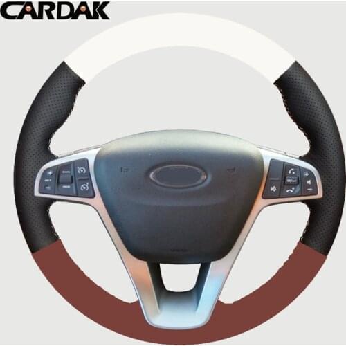 CARDAK Hand-stitched Artificial Leather Car Steering Wheel Cover for Lada Vesta SW 2015 2016 2017 2018 2019 Xray 2015-2019