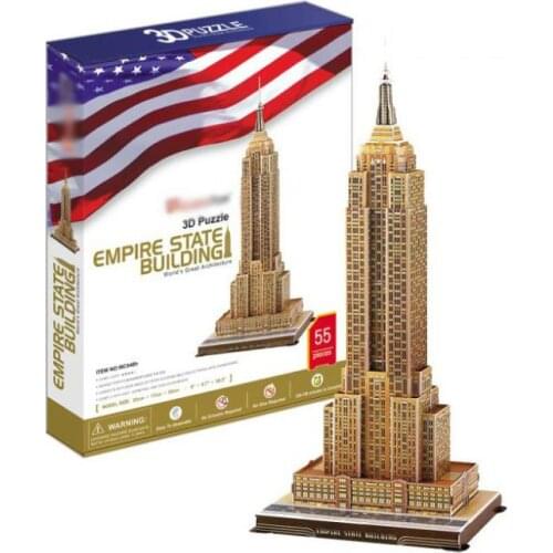 T0467 3D Puzzles Empire State Building DIY Building Paper Model kids Creative gift Children Educational toys Deluxe Edition