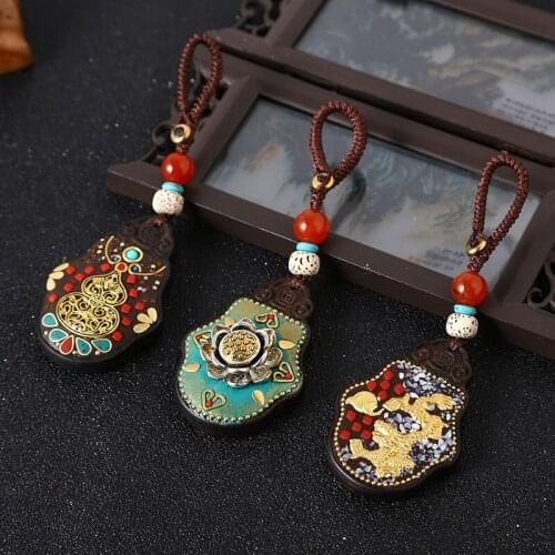 Tibetan Buddha Pendant Keychain Keyring Om Ohm Aum Buddhist Mantra Sign Yoga Charm Car Key Chain For Women Nepal Ethnic Jewelry
