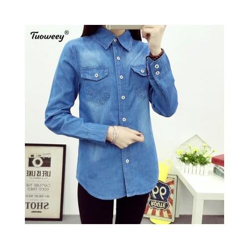 2017 Spring style fashion plus size clothing large size long-sleeve denim shirt clothing female outerwear shirt jeans women 1190