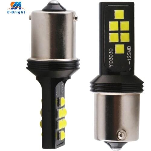 YM E-Bright 2PCS p21w 1156 BA15S p21/5w 1157 py21w BAU15S 3030 LED Car Turn Lights Brake Light Auto Bulbs 700Lm White 12V DC