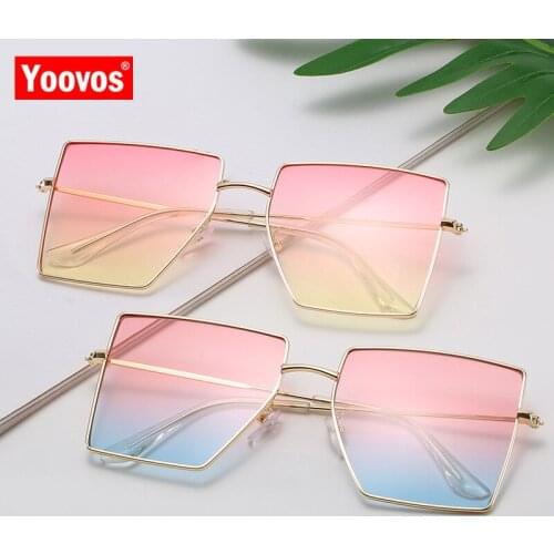 Yoovos Large Frame Women Sunglasses 2021 New Fashion Polygon Ocean Sunglasses Women Metal Luxury Gradient Oculos De Sol Feminino