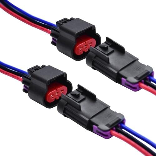 YUNPICAR 3PIN Male Female Connector Adapter Wiring Harness Sockets For Buick Chevrolet Headlights or Fog Lights 2Pairs