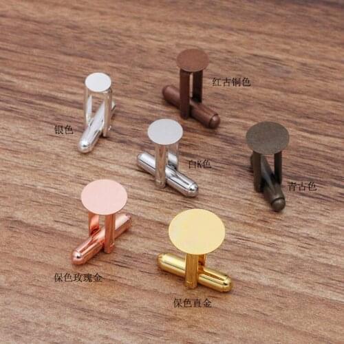 100pcs 6-8-10-12-15mm flat pad tray bezel blank cufflink base cabochon settings French cufflinks shirt accessories