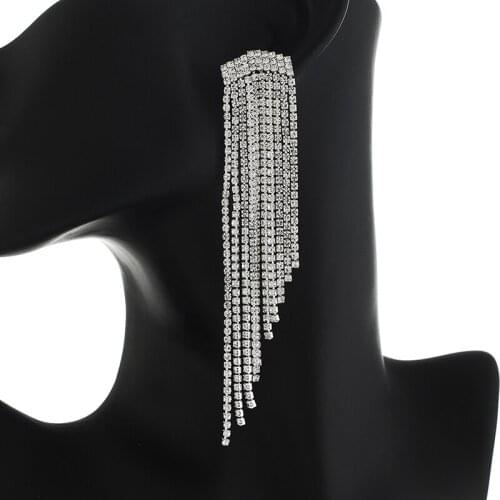 YFJEWE Rhinestone Crystal Bridal Long Earrings Silver gold Plated Fashion Dangle Tassel Earrings for Women E750