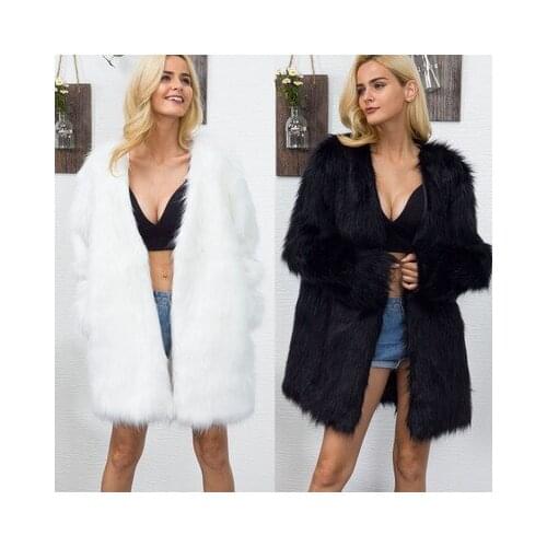 Top brand V-neck Faux Fashion Fur Women Long Fur Coat MT0929 high quality