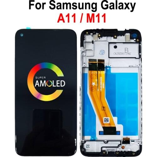 Super AMOLED For SAMSUNG Galaxy A11 LCD A115 SM-A115F/DS A115M Display Screen Touch Sensor Digitizer Assembly With Frame Module
