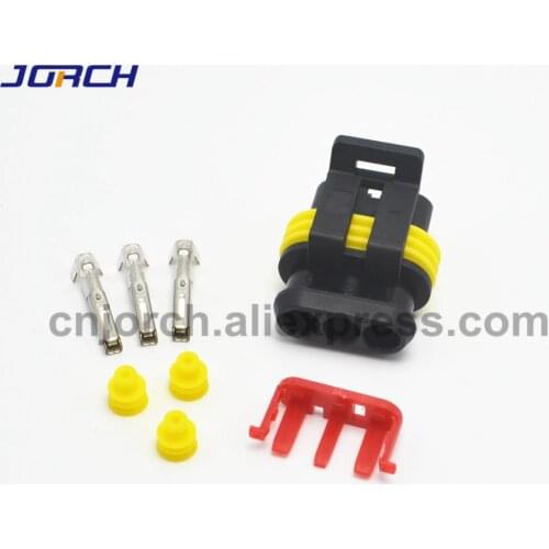 10 Sets 3Pin way super seal auto TE connector wire to wire waterproof auotmotive socket 282087-1