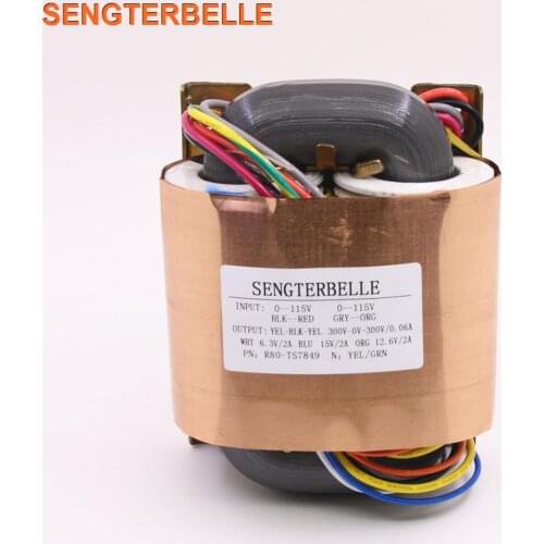 100W R80-31 R-core Power Transformer 300-0-300 (60mA), 0-6.3 (2A), 0-15 (2A), 0-12.6 (2A) 100VA For Tube Preamp Audio