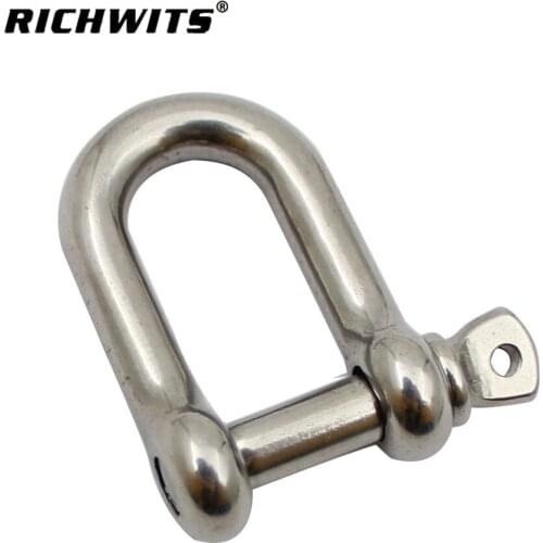 20pcs/pack Marine Grade Polished M8 Stainless Steel D Shackle Buckles For outdoor activities, shackle hooks
