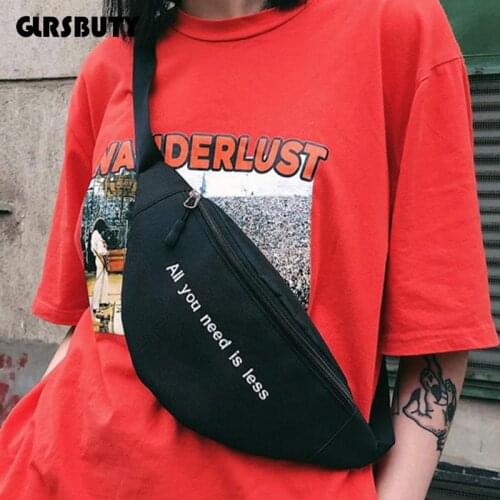 2019 Women`s Belt Bag Harajuku Style Waist Bag Hip-hop Print Letter Fanny Pack GLRSBUTY Print Letter Hip Bum Bag for Travel