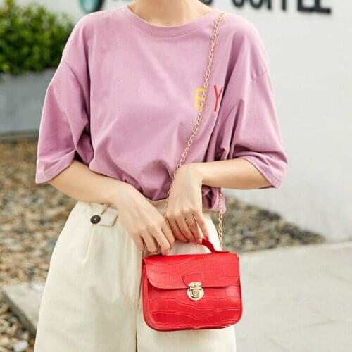 2021 Korean fashion crocodile pattern small square bag ladies shoulder bags messenger mobile phone bag sac main femme for Women