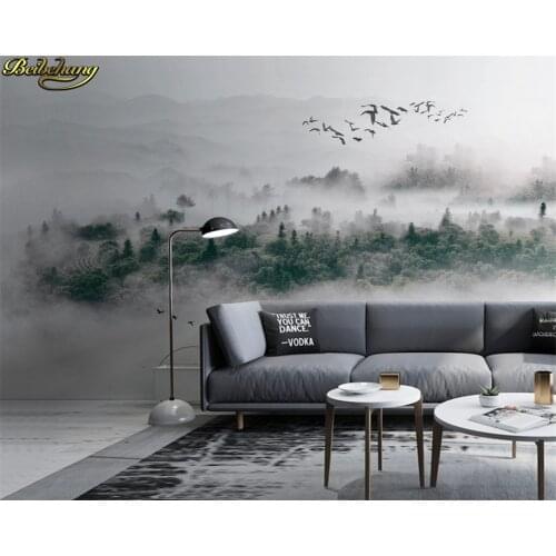 Beibehang 3d wallpaper mural minimalist Nordic style flying bird fog pine forest cloud TV background wall papel de pared