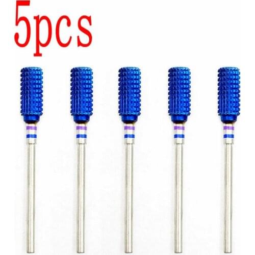 5pcs Blue Tungsten Carbide Burs Nano Coating Nail Drill Bit Dental Blue Tungsten Carbide Polisher Dental Pedicure Tools
