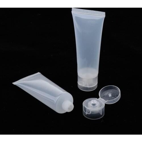80x Plastic 50ml Empty Travel Cosmetic Tubes Squeeze Cap For Shampoo