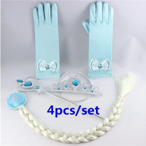 Princess Accessories Dress Up Princess Crown Girls Braid Gloves Kids Princess Wig Magic Wand Sets