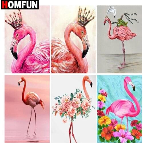 HOMFUN Full Square/Round Drill 5D DIY Diamond Painting "Animal flamingo" Embroidery Cross Stitch 5D Home Decor Gift
