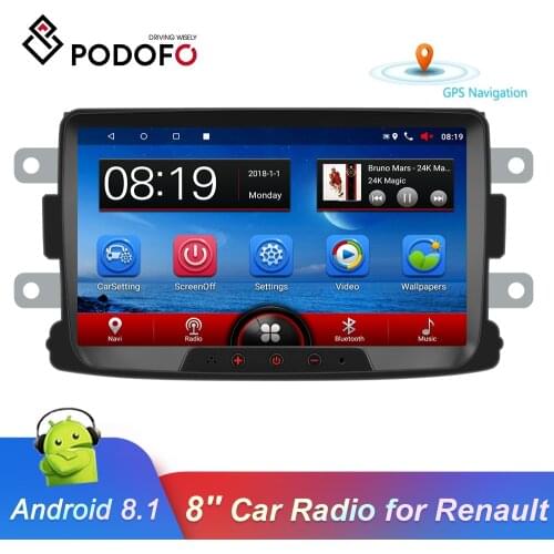 Podofo 2 Din Android Car Radio 8'' Autoradio Multimedia Player GPS Mirrorlink Stereo Receiver For Renault Duster/Logan/Dokker