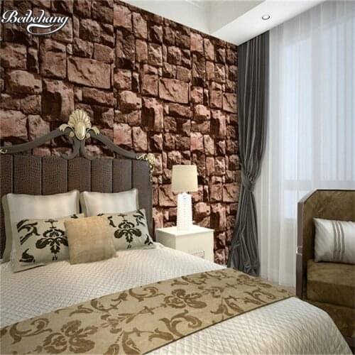 Beibehang Features irregular stone blocks 3D Stereo Simulation Stone Corridor Hotel Corridor Hotel warm wallpaper
