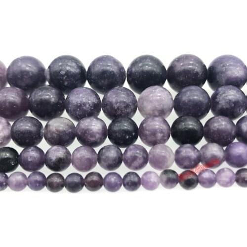 Natural Stone Beads Purple Mica Lepidolite Round Loose Beads For Jewelry Making 4 6 8 10 12mm 15.5inches DIY Bracele