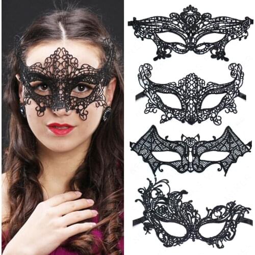 Black Sexy Lace Mask for Carnival Halloween Half Face Ball Party Masks Festive Party Supplies