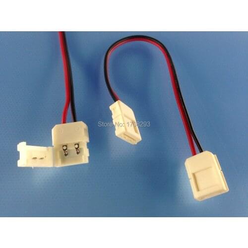 50pcs Singe Color 10mm (or 8mm) 2pin Conductor PCB Connection+10cm lines LED Strip Connector for 3528/5050 strip