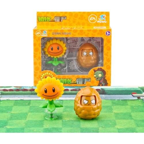 2pcs/lot Plants vs Zombie Figure Toys SunFlower Wall-nut Ejection Game Toy Gift for Kids No Box
