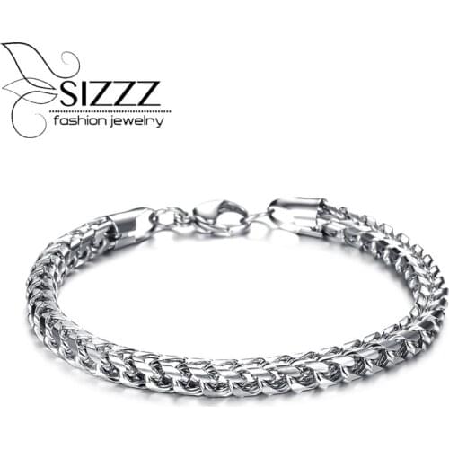 Personality Cool Man 316L Titanium Steel Chain Bracelets Bangles For Men Jewelry Best Friend Gift
