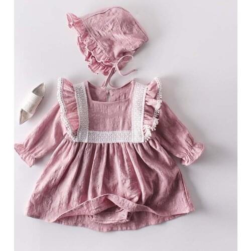 Baby Girls Clothes Autumn Baby Bodysuits Girl Long Sleeve Infant Newborn Clothes Lace Princess Dress Birthday Party Clothes