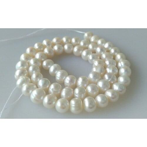 Wholesale 9-10mm white near round freshwater pearl loose stone beads