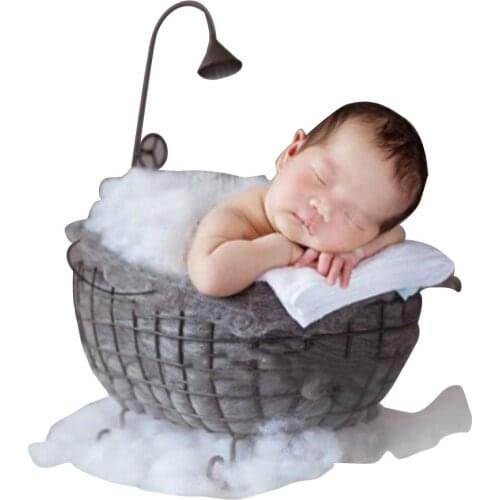 Newborn Photograph Props Basket Child Photography Assisted Full Moon Bathtub Photography Iron Bathtub Props High Quality
