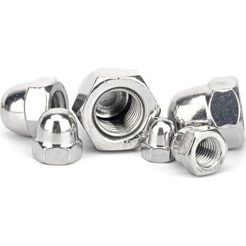 Left Hand Thread Hex Acorn Nut M5-M16 304 Stainless Steel Hexagon Decorative Semicircle Cap Cover Nuts Dome Nuts