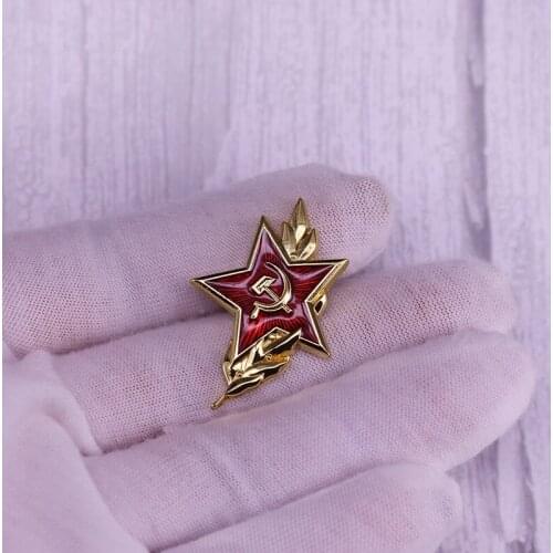 Soviet Red Army Cap Badge CCCP Emblem Hammer Sickle Star Pin Souvenir