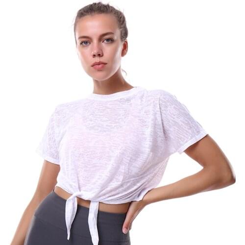 Sports slim beauty back yoga clothes short-sleeved T-shirt women running training sports quick-drying gym clothes top women