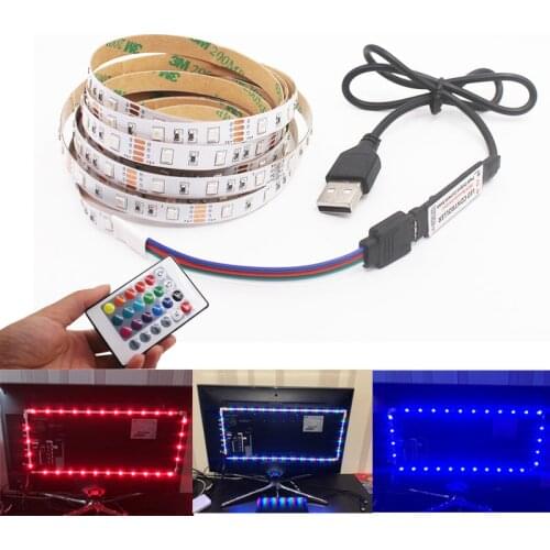4M/Lot DC5V 3AA Battery Mini 3Key USB Power 4M LED Strip Light SMD 2835 Cold White Warm White RGB LED Tape For DIY Home Decor