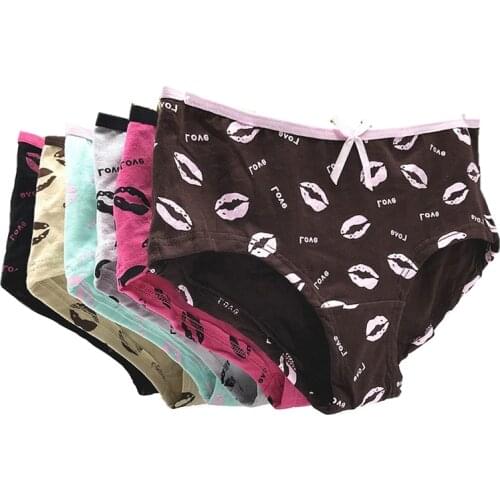 Underwear Women Print Cotton Panties For Women Female Underwear Sexy Underpants Briefs For Women Lingerie Intimates 6Pcs/Lot
