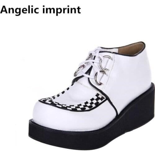 Angelic imprint Japan style woman mori girl lolita cosplay punk shoes lady high trifle heels pumps women princess dress shoes 46