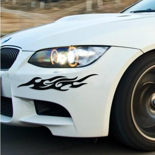2PCS 18CM*4CM Universal Car Flame Fire Sticker Exterior Styling Engine Hood Motorcycle Decal Mural Vinyl Covers Auto Sticker