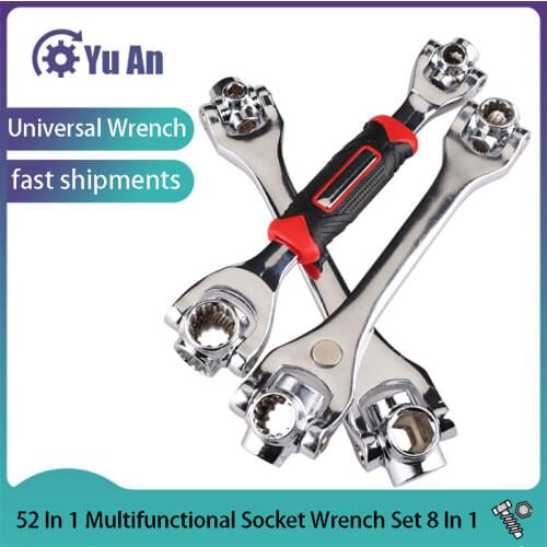 Tiger Wrench Tools Universal Wrench 52 In 1 Multifunctional Socket Wrench Set 8 In 1 360 Degree Rotation 8-21mm