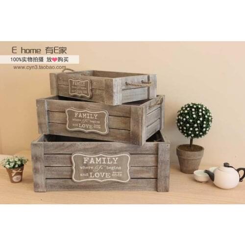 There are E zakka groceries home to do the old vintage wood storage box full of jewelry storage baskets debris storage box