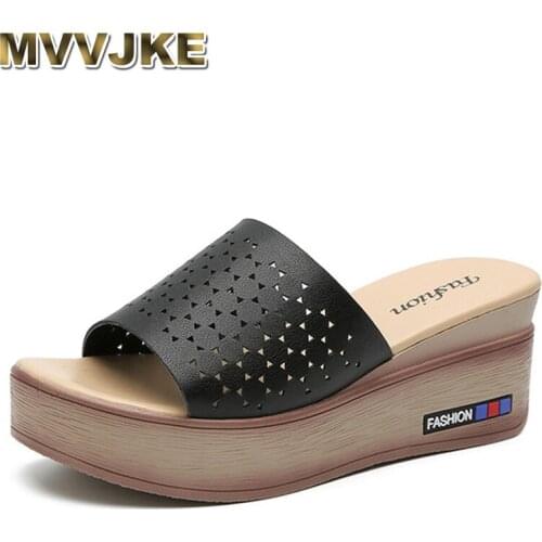 MVVJKESummer New Style Fashion Thick Bottomed Slipper WOMENS Slippers Sandals WOMENS Shoes Genuine Leather