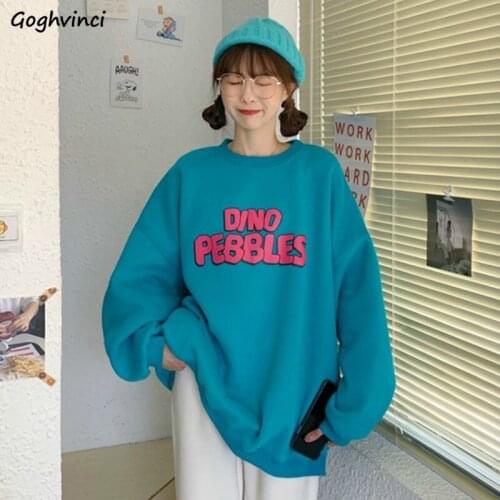 Women No Hat Hoodies Harajuku Korean Casual O-neck Letter Printed Trendy Student Streetwear Loose Vintage Tops Ins Colorful Cute
