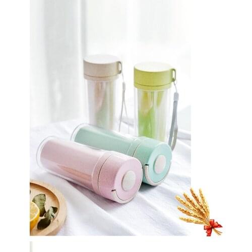 1PC Fashion water bottle 350ml Office Tour Sport Coffee Bottle Wheat Straw LeakProof Healthy Drink Bottle EKB 1365