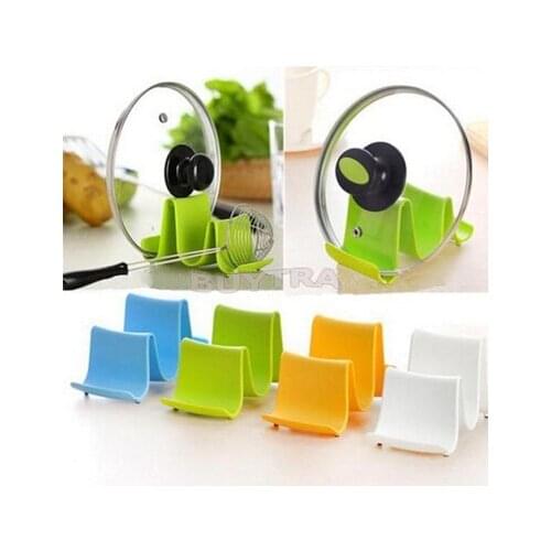1PCS Plastic Kitchen Wave Shape Pot Pan Cover Lid Shell Stand Holder Racks Ladle Spoon Storage Rack Cooking Tools random color